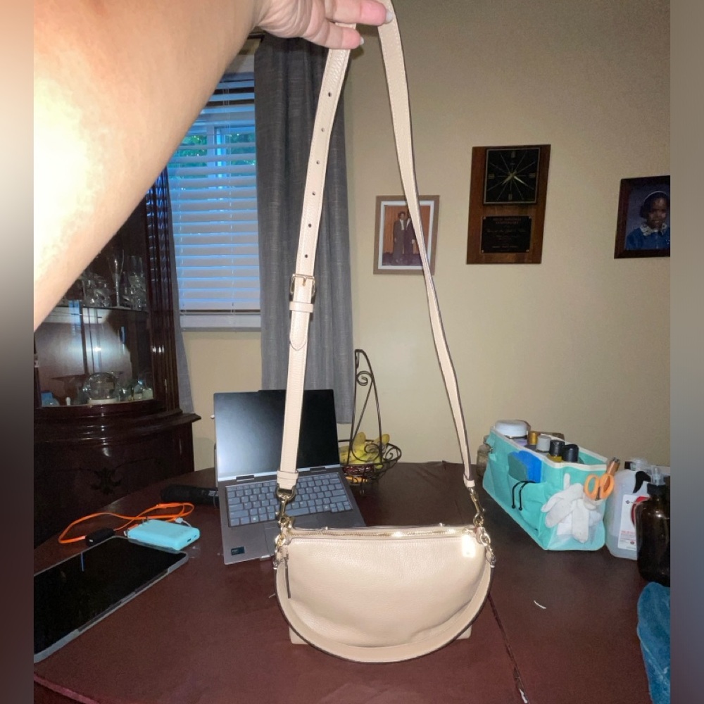 Coach Pebbled Leather Crossbody Bag in Taupe - Picture 14 of 16